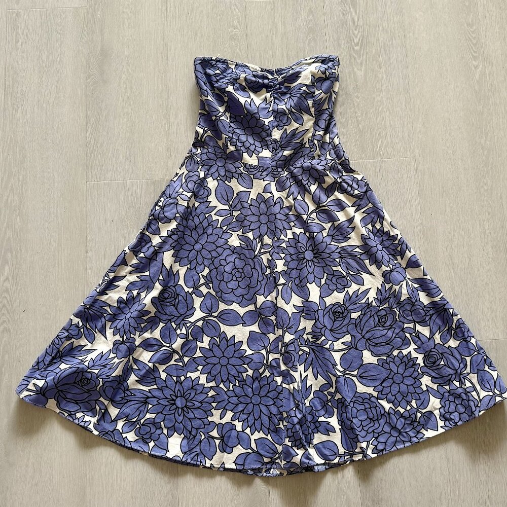 Guess Sleeveless Blue Flower A-line Summerdress